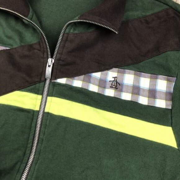 Penguin by Munsingwear Boys' Zip Front Jacket Green Yellow XL W/ Penguin Logo - Picture 4 of 11